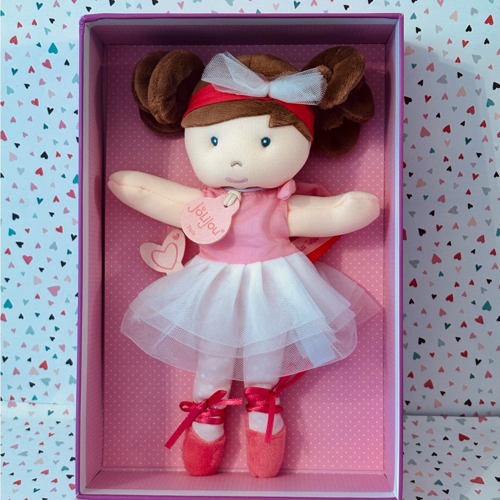 JoLiJou Paris Les Tutus‎ Doudou Plush Doll Little Tutu Brown Hair Ballerina NEW
